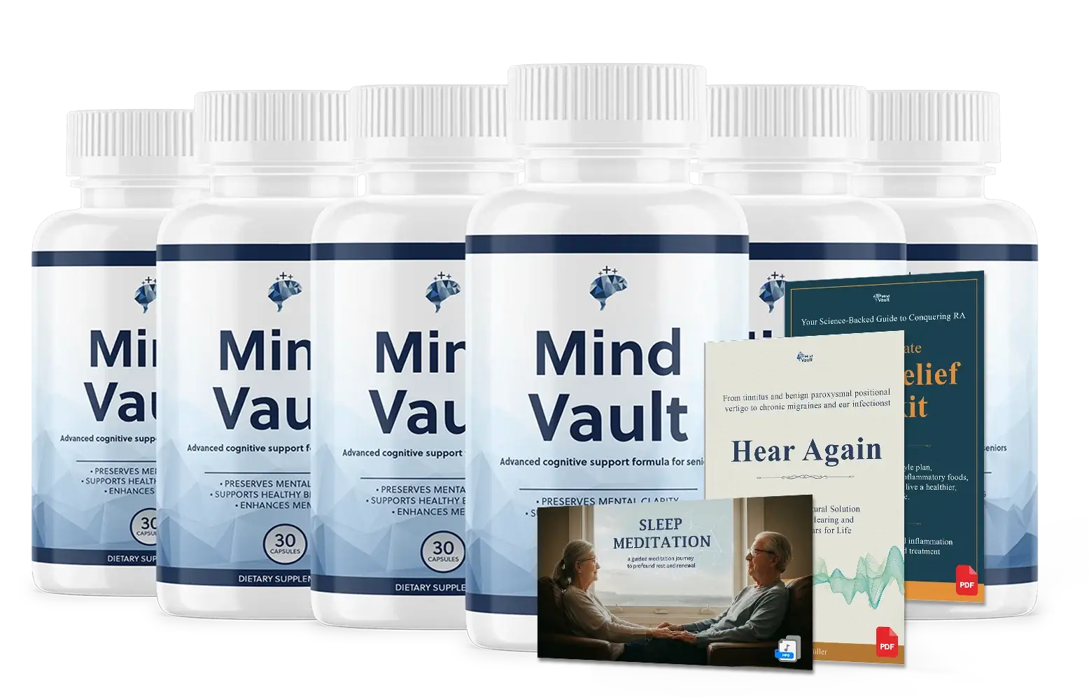 Mind Vault 6 bottle package with 3 free bonuses